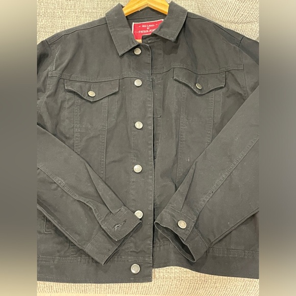 Red Label Large Black Jean Jacket Men’s Button Up Denim By Patrol Jacket New - Picture 7 of 13
